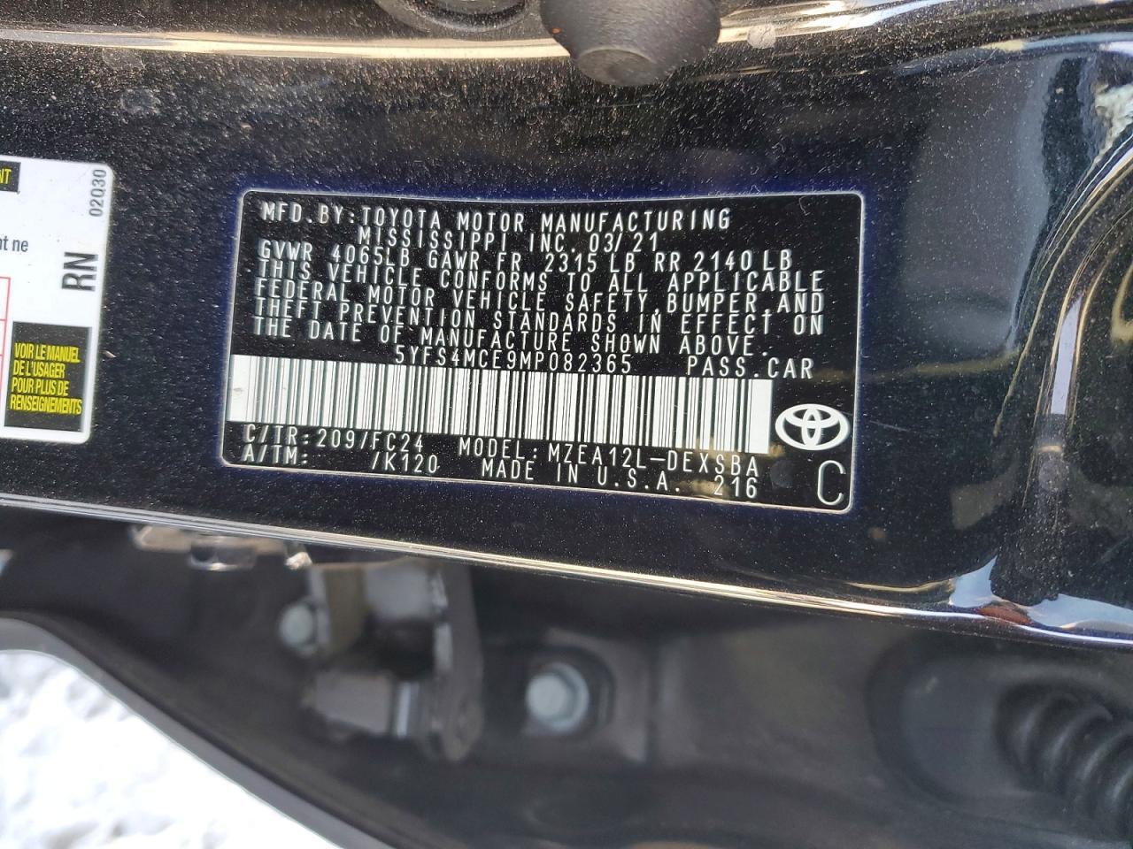 2021 TOYOTA COROLLA