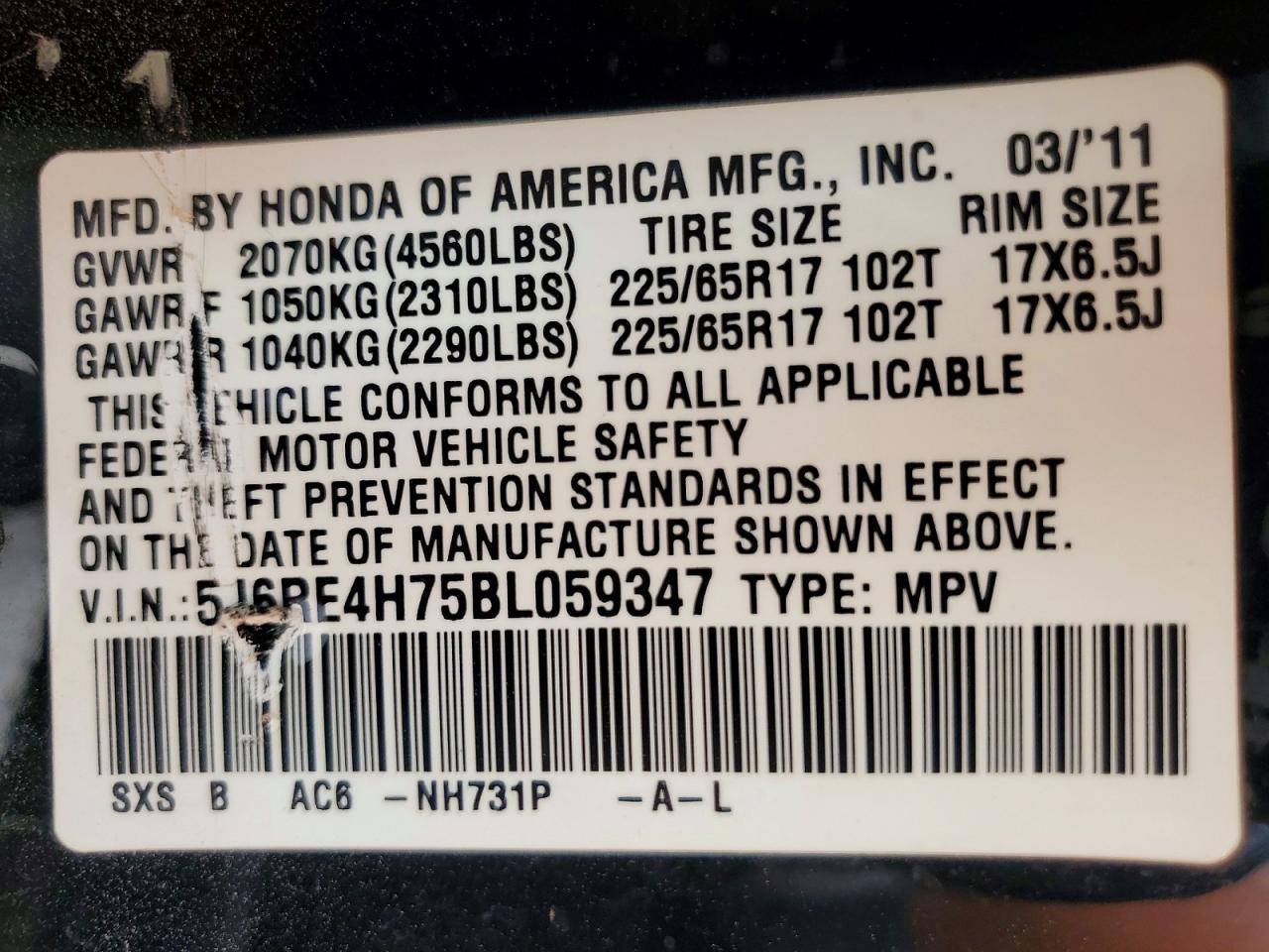 2011 HONDA CR-V