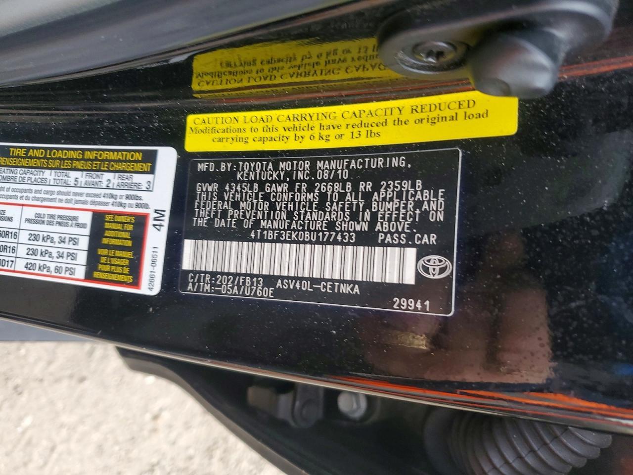 2011 TOYOTA CAMRY