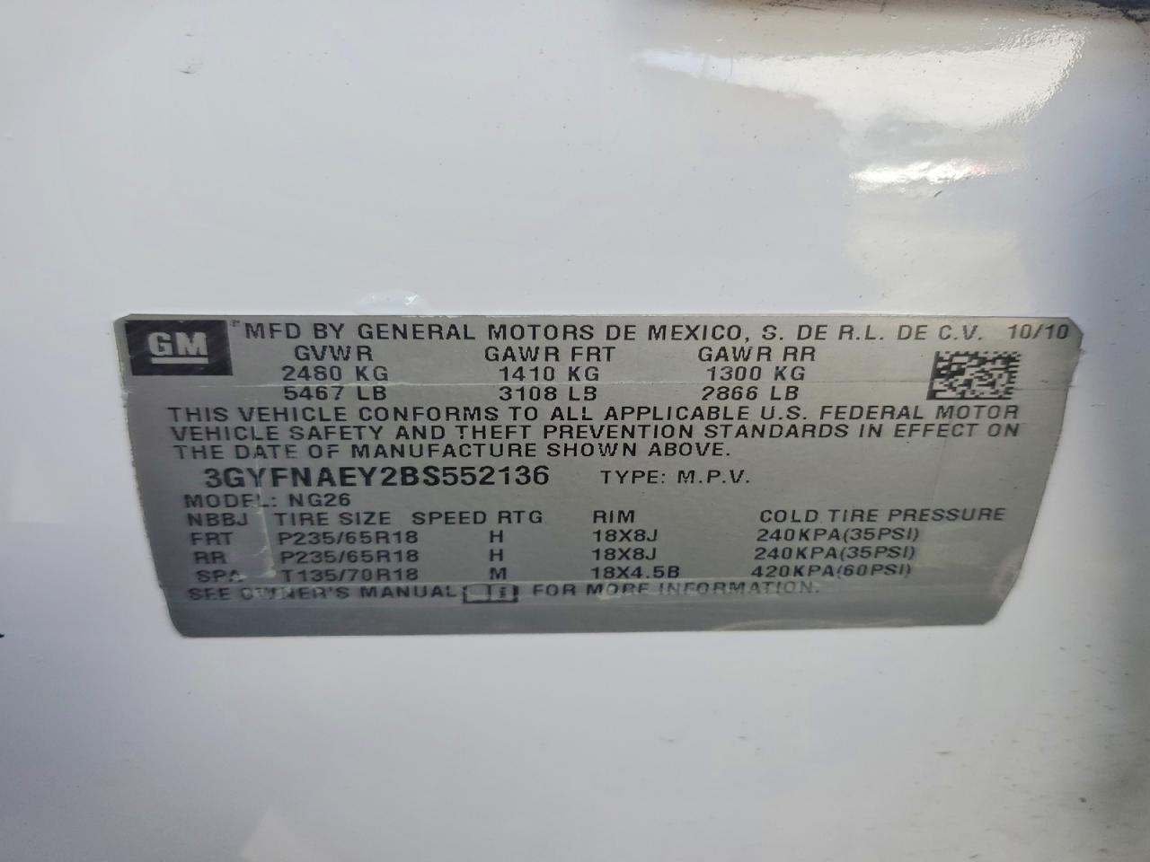 2011 CADILLAC SRX