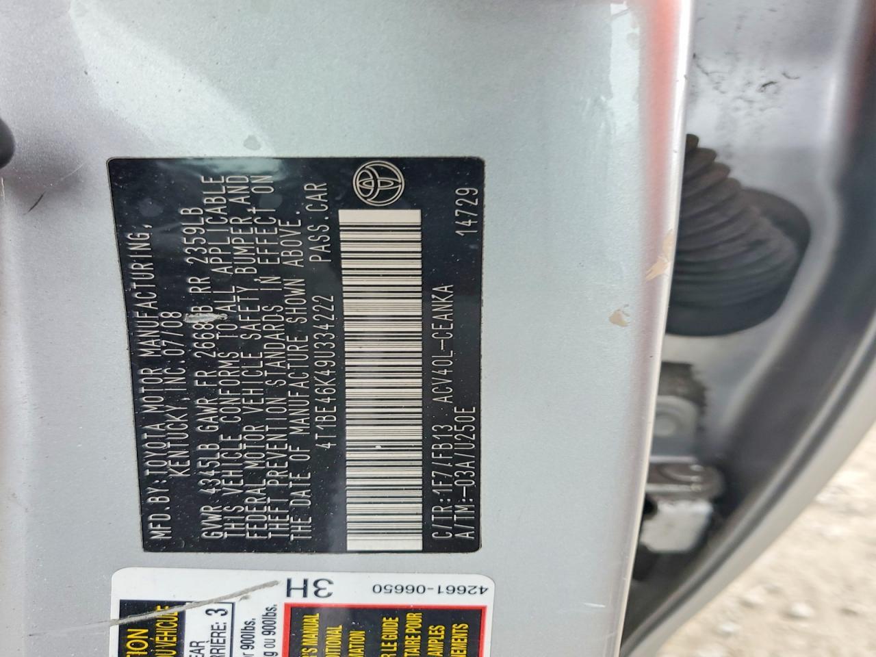 2009 TOYOTA CAMRY