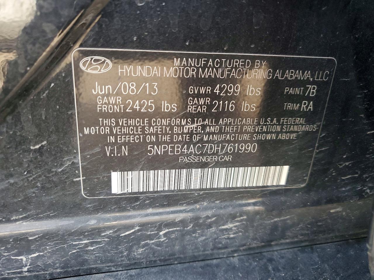 2013 HYUNDAI SONATA