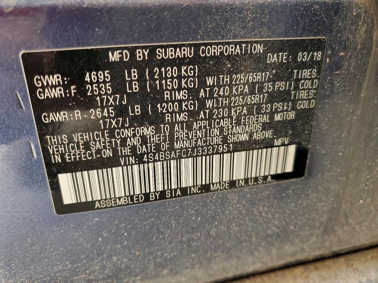 2018 SUBARU Outback
