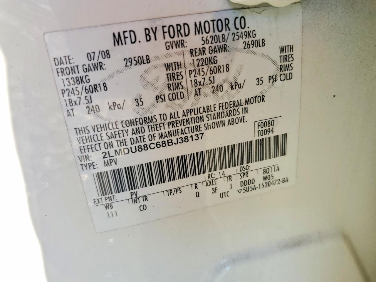 2008 LINCOLN MKX