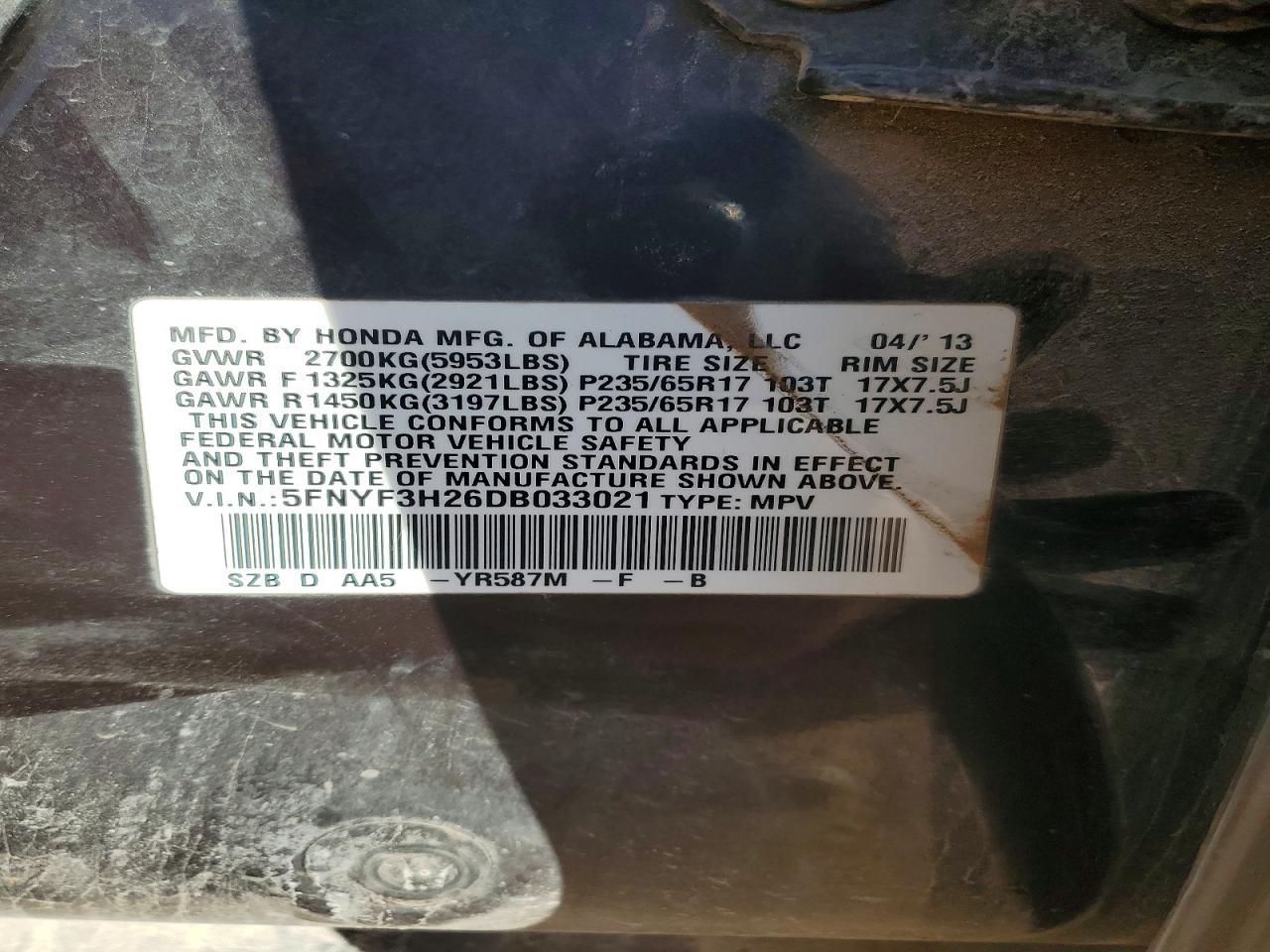 2013 HONDA PILOT