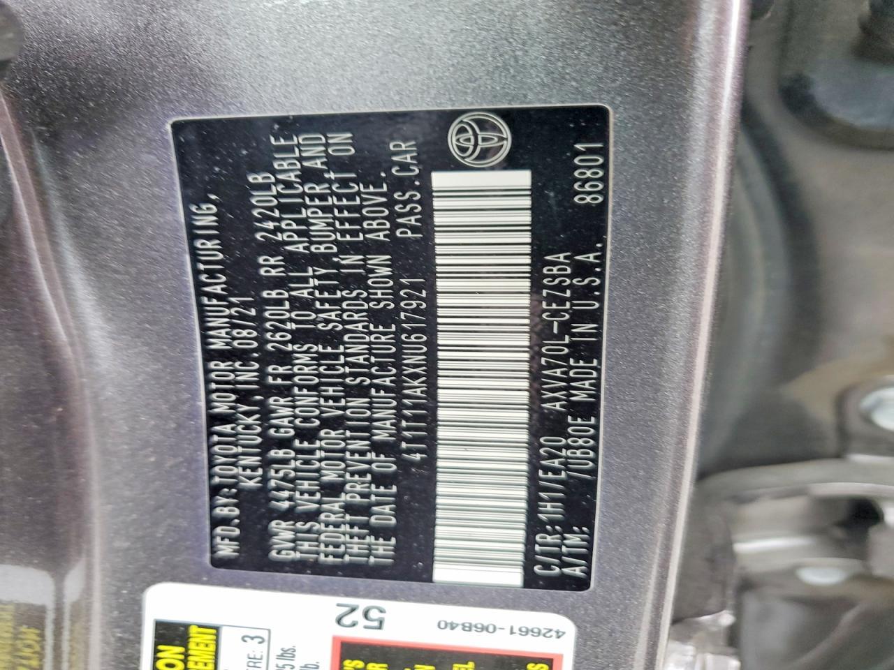 2022 TOYOTA CAMRY