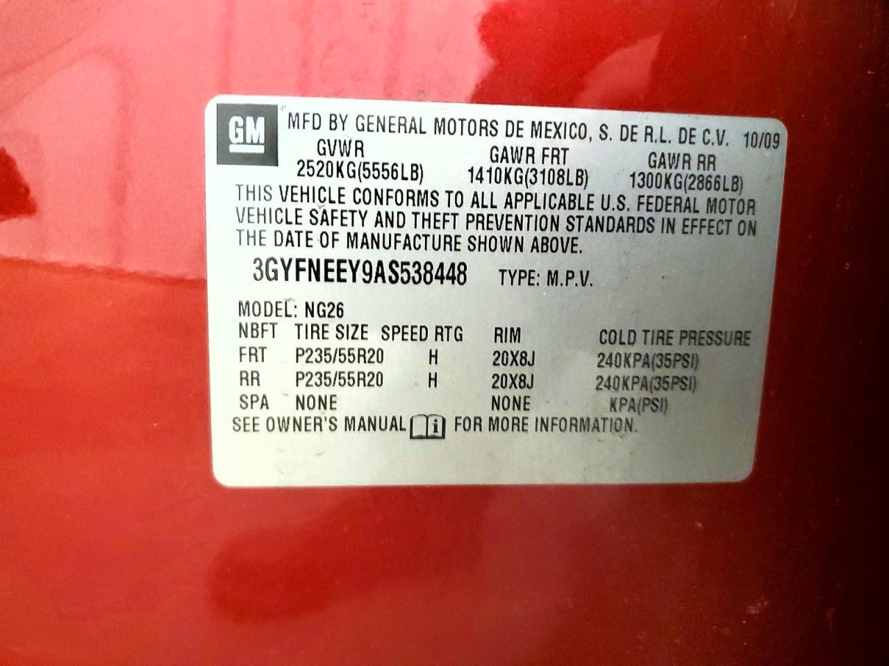 2010 CADILLAC SRX