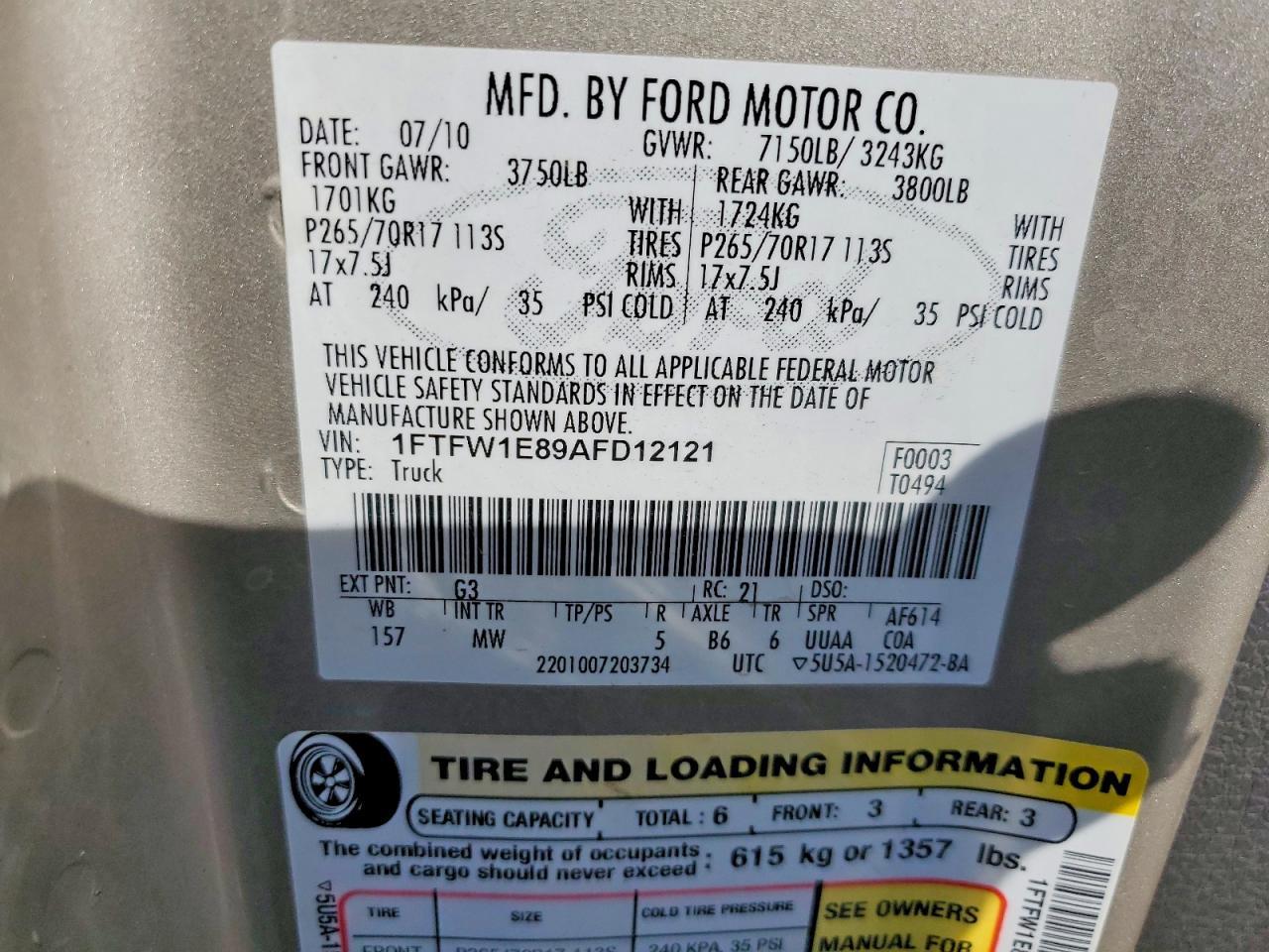 2010 FORD F-150 Lightning