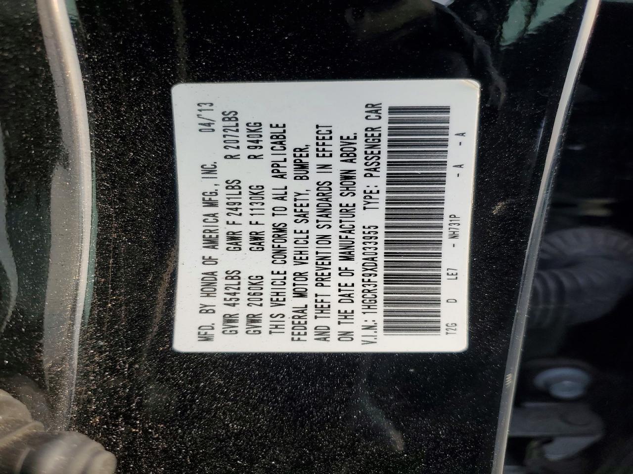 2013 HONDA ACCORD