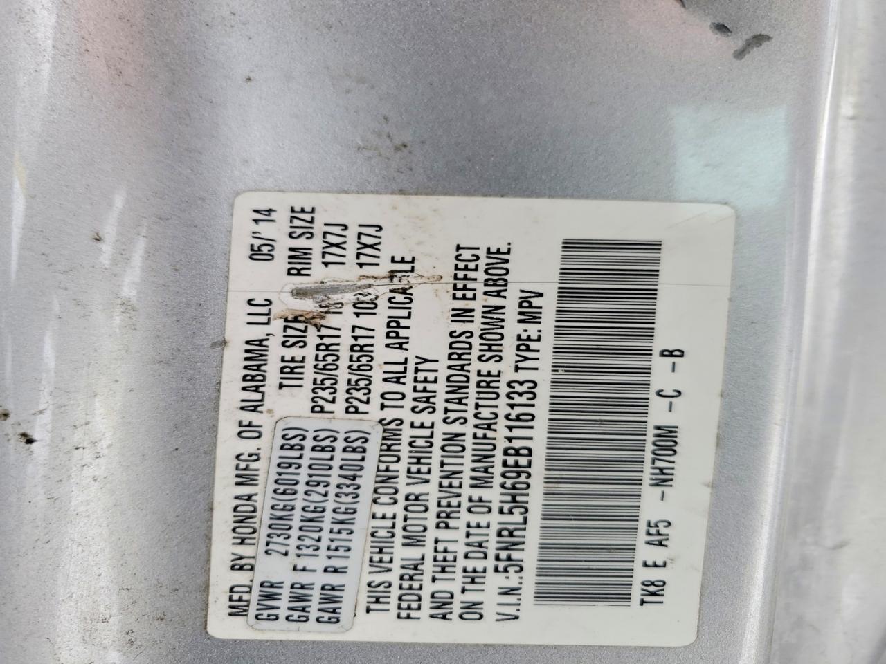 2014 HONDA ODYSSEY