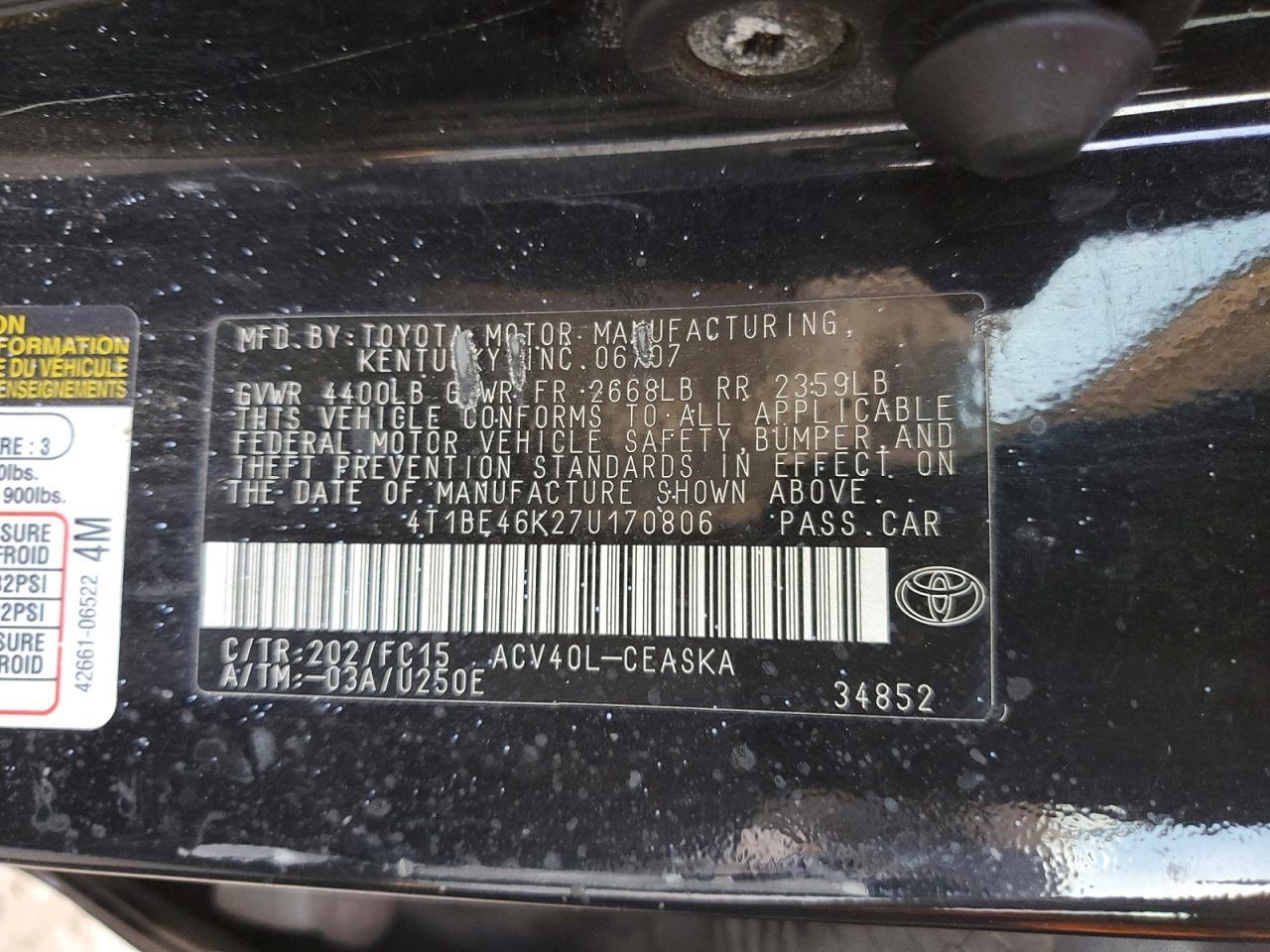 2007 TOYOTA CAMRY