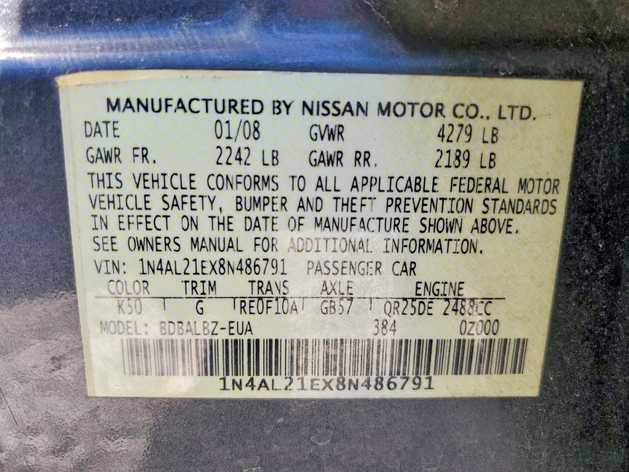2008 NISSAN ALTIMA