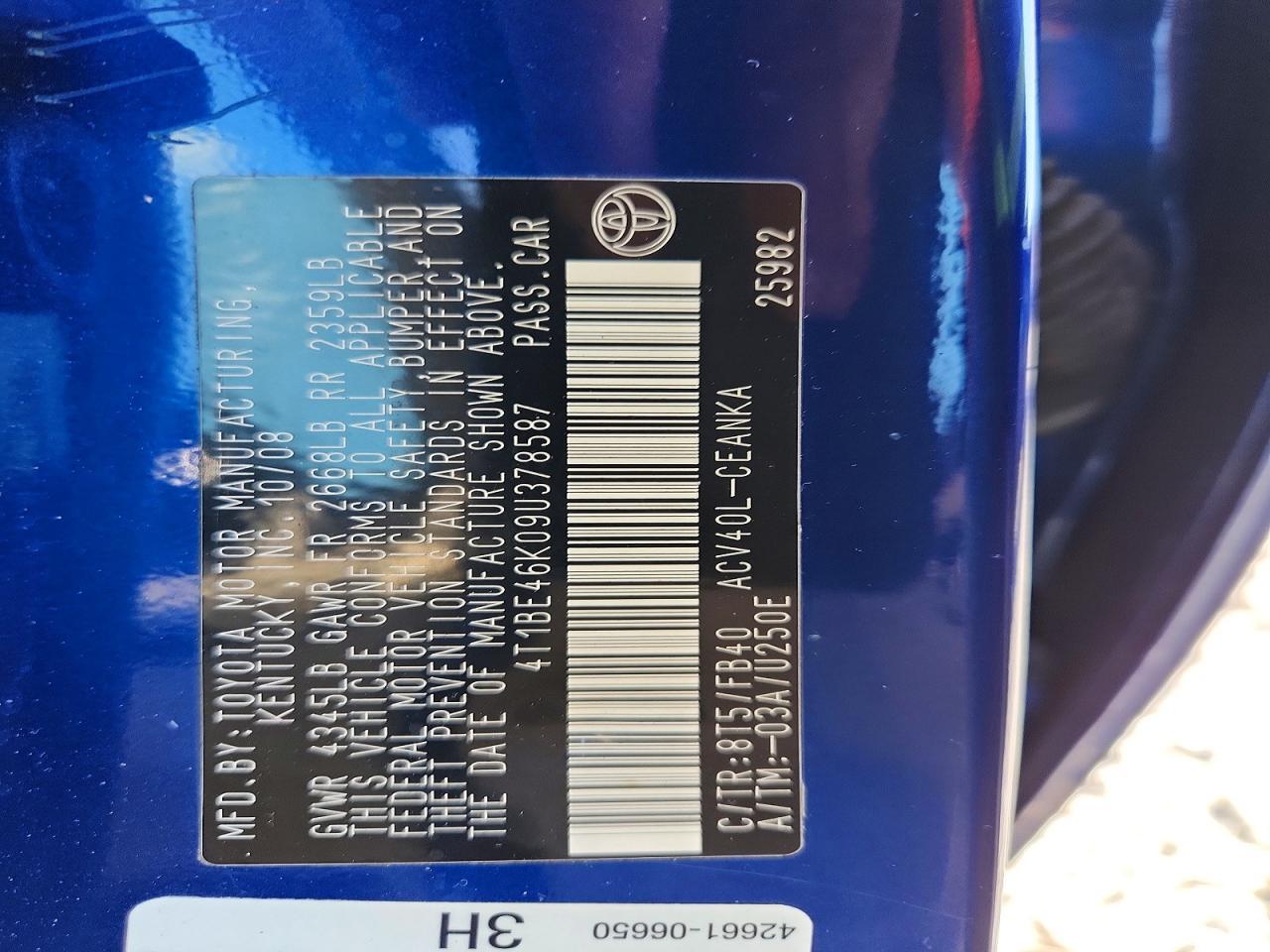 2009 TOYOTA CAMRY