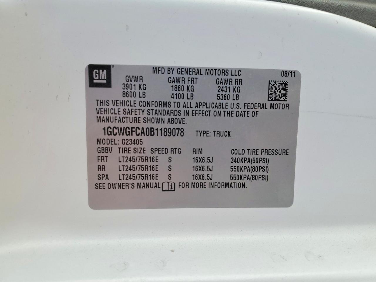 2011 CHEVROLET EXPRESS 2500