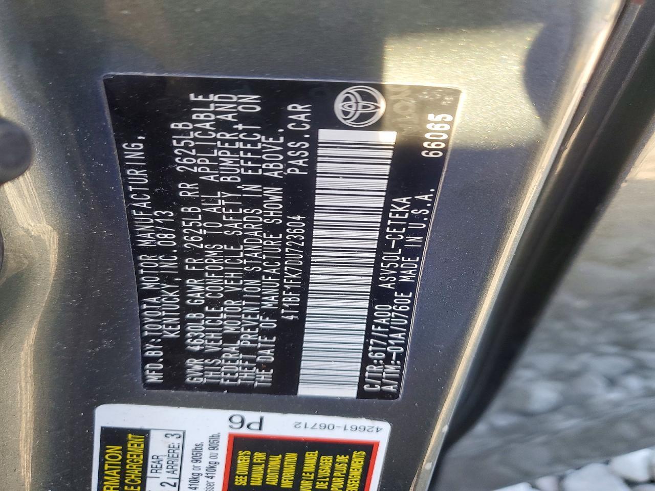 2013 TOYOTA CAMRY