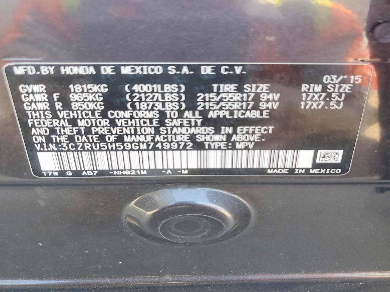 2016 HONDA HR-V