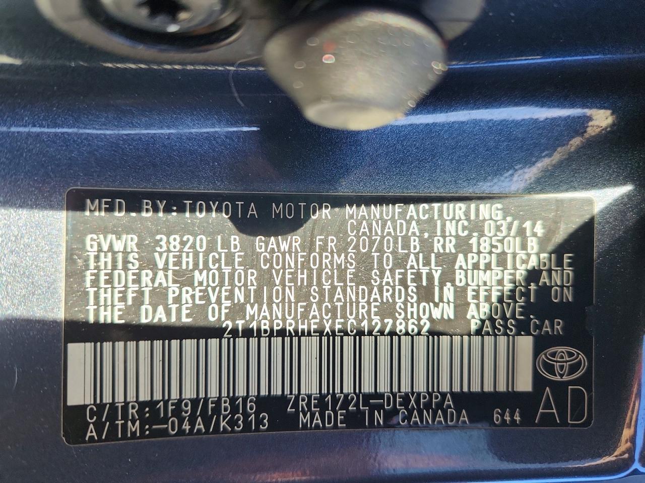 2014 TOYOTA COROLLA