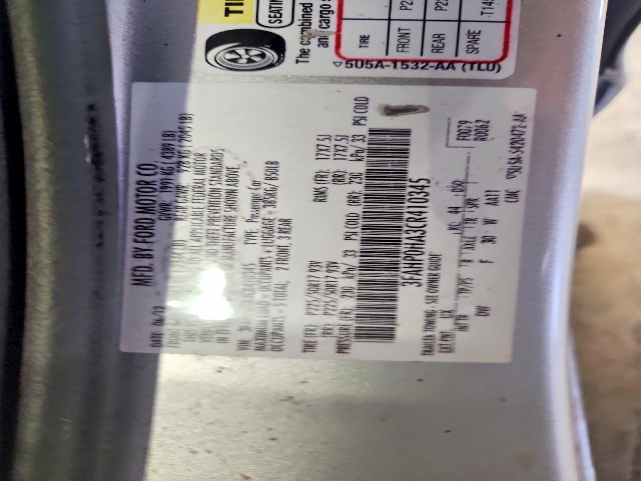 2012 FORD FUSION