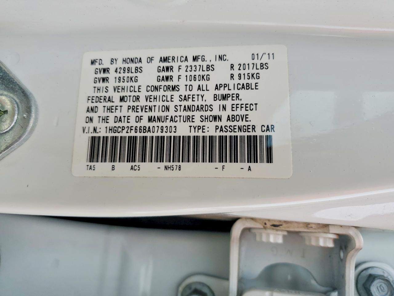 2011 HONDA ACCORD