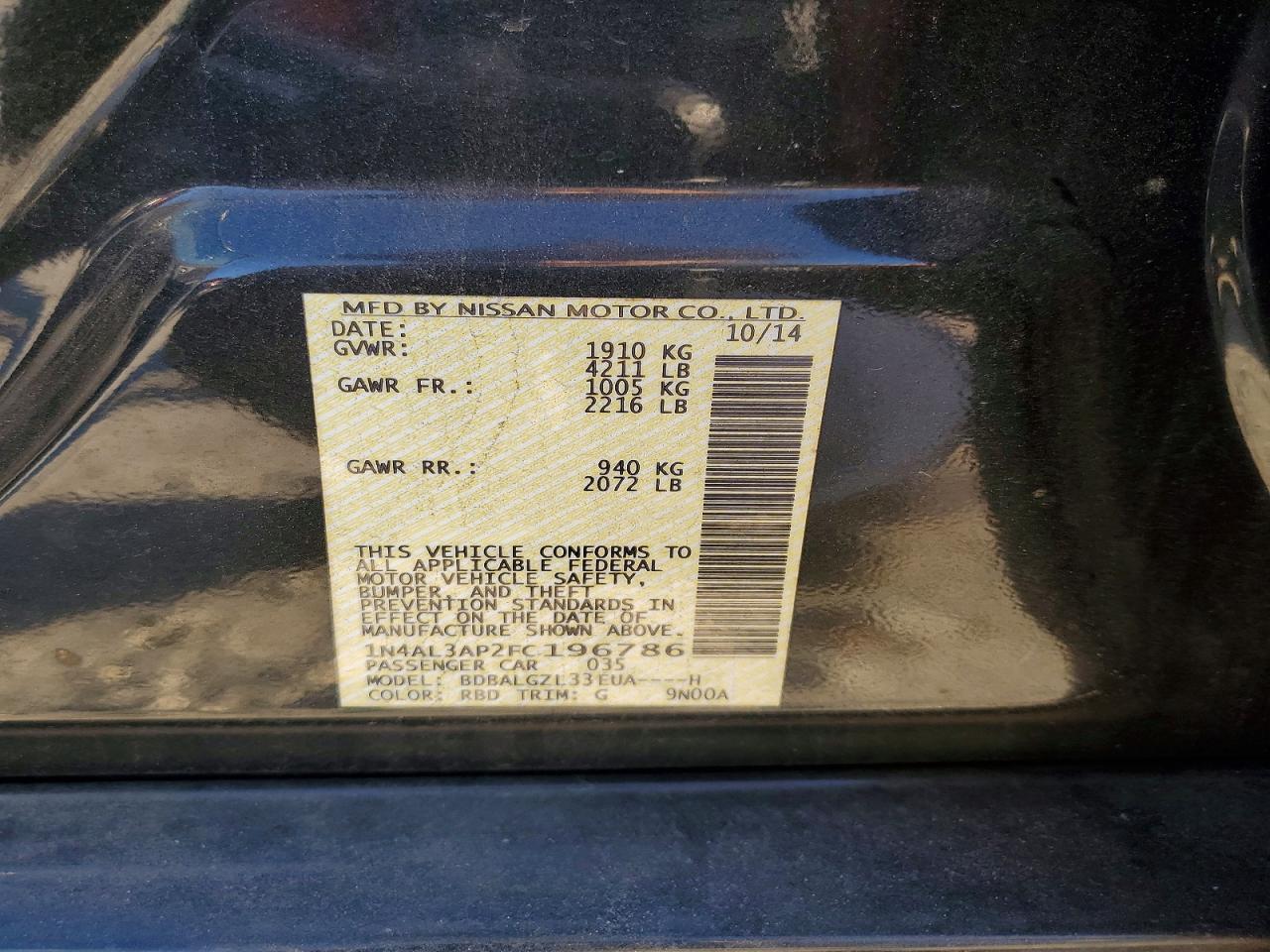 2015 NISSAN ALTIMA