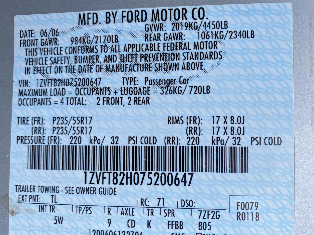 2007 FORD MUSTANG
