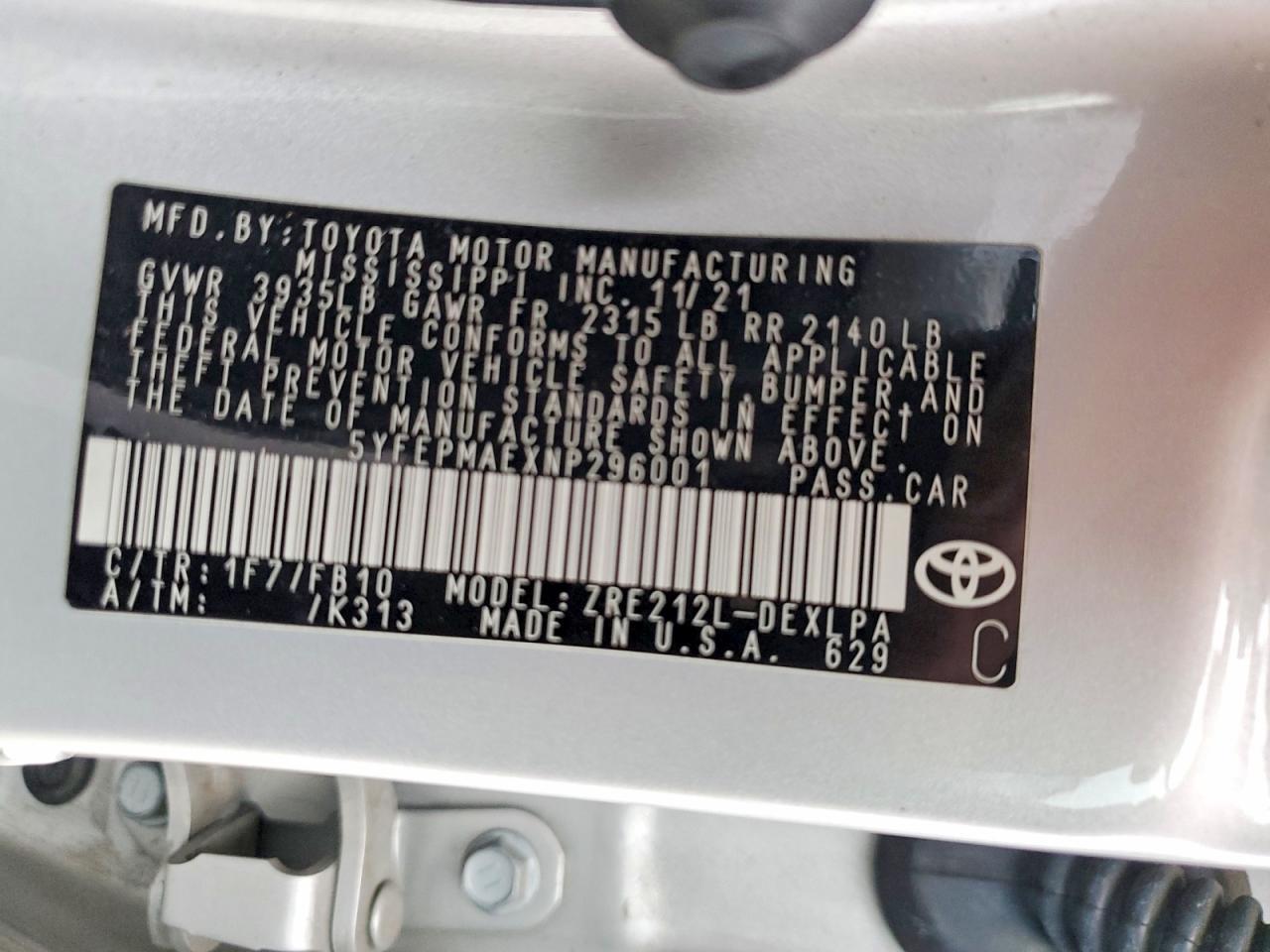 2022 TOYOTA COROLLA