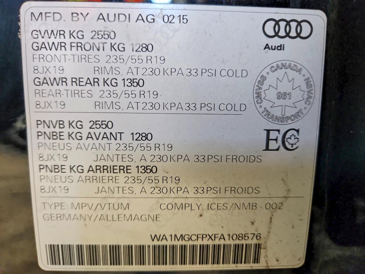 2015 AUDI Q5