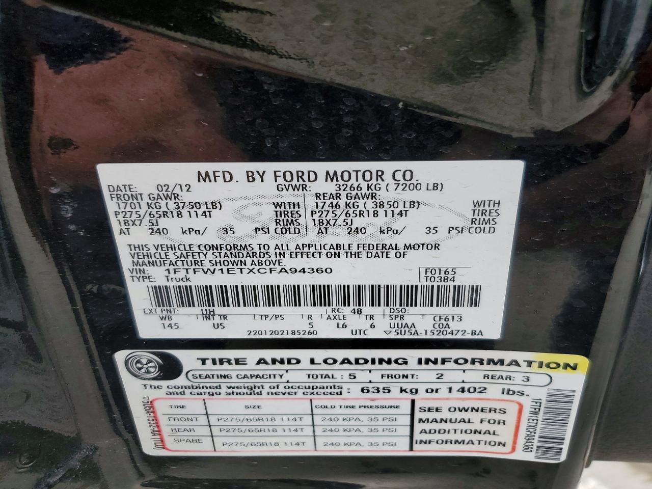 2012 FORD F-150 Lightning