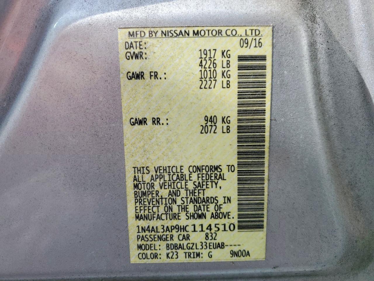 2017 NISSAN ALTIMA