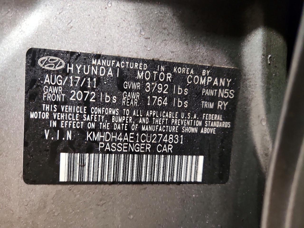 2012 HYUNDAI ELANTRA