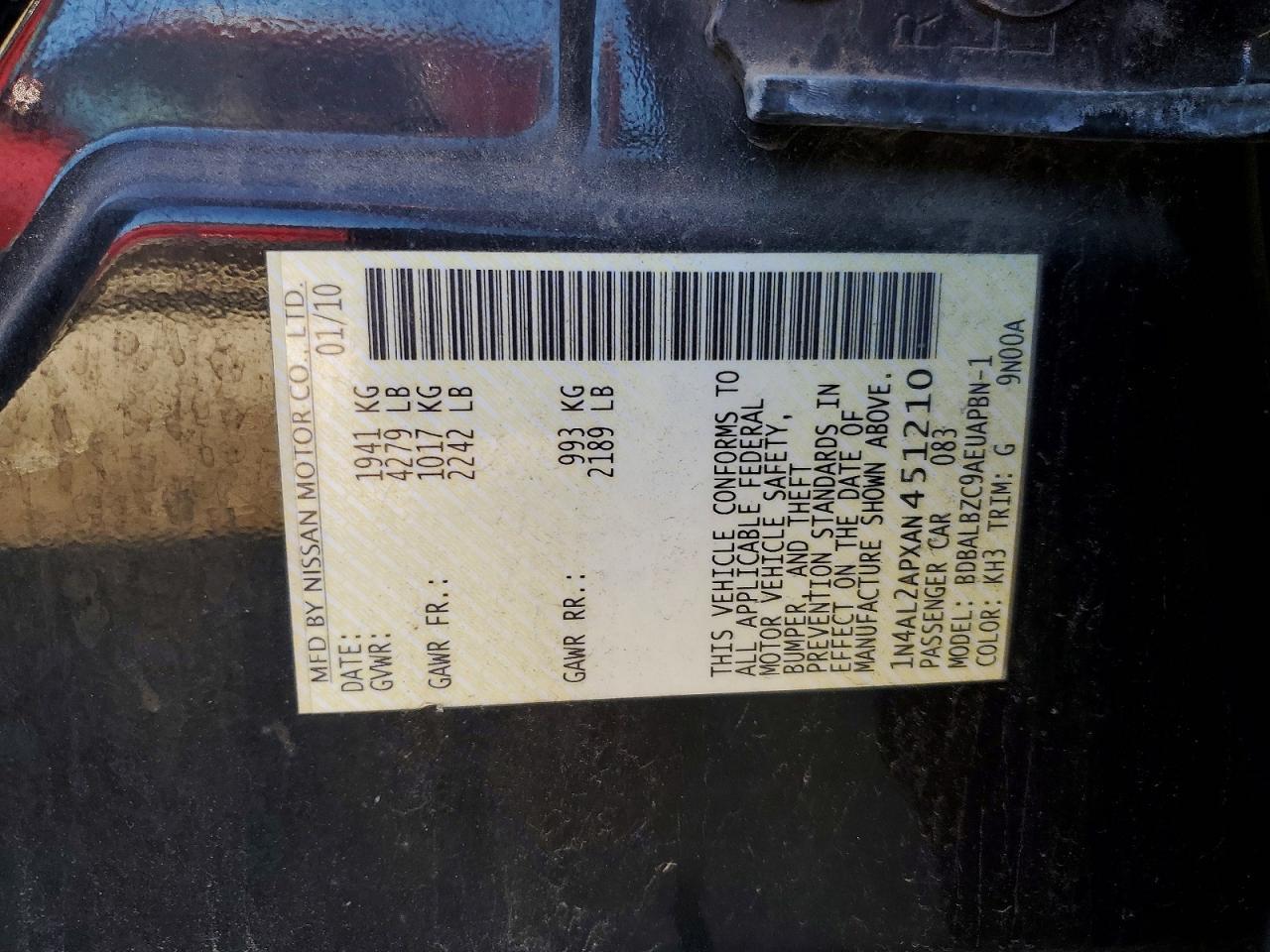 2010 NISSAN ALTIMA