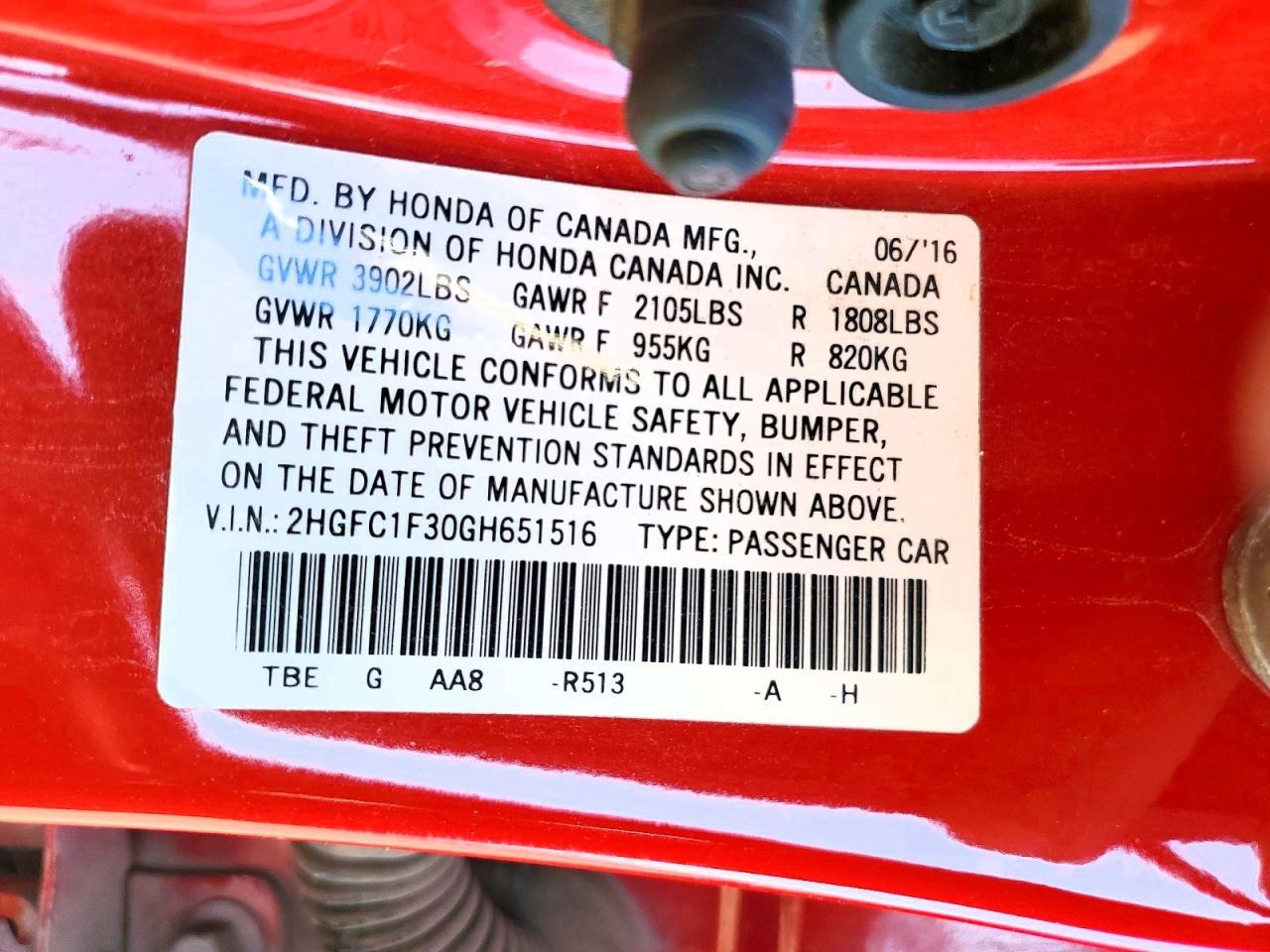 2016 HONDA CIVIC