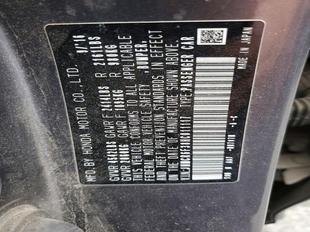 2017 HONDA ACCORD