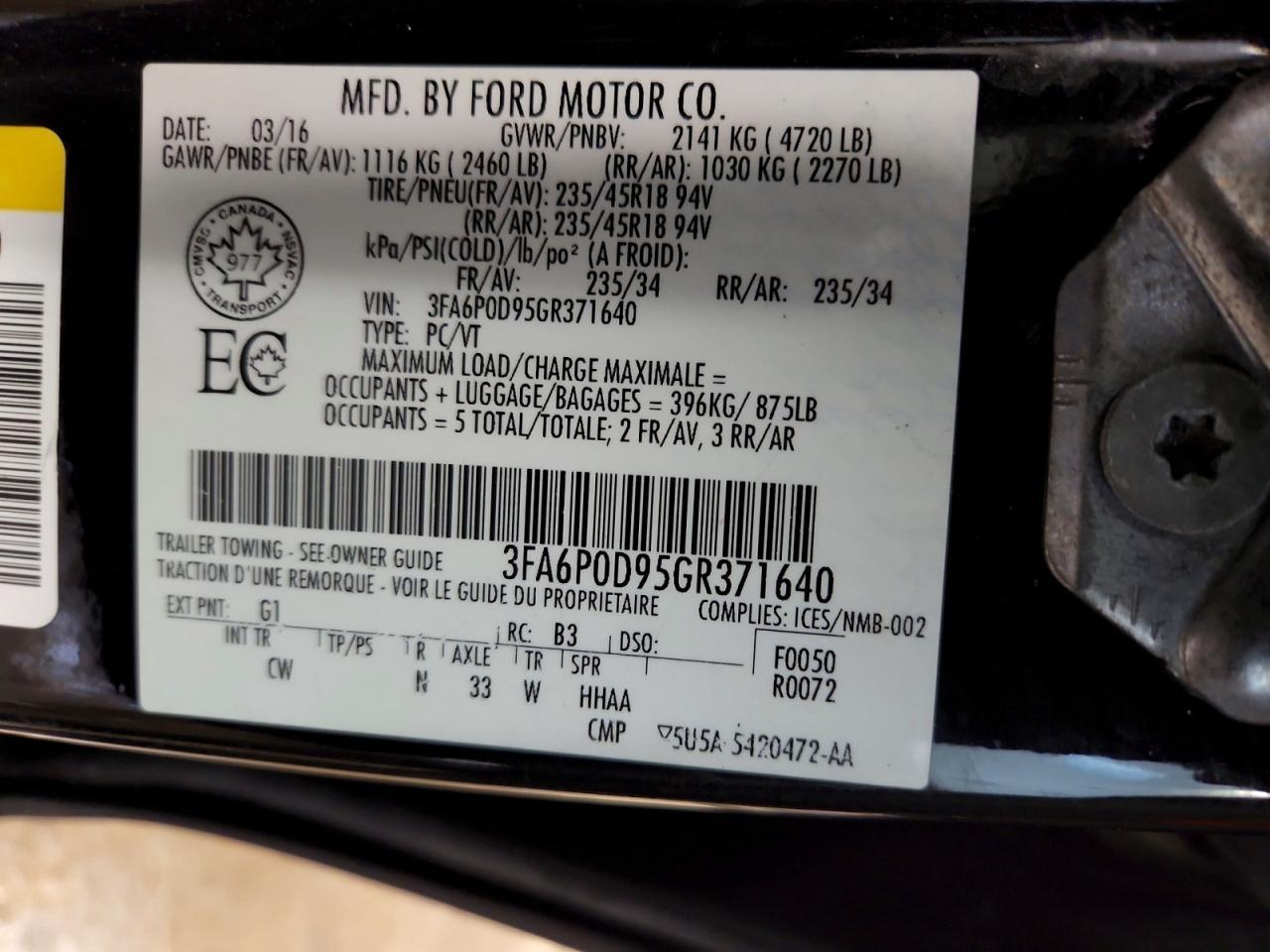 2016 FORD FUSION