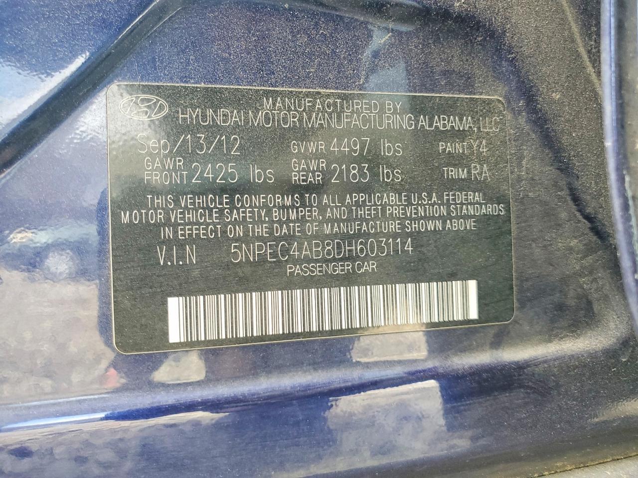 2013 HYUNDAI SONATA