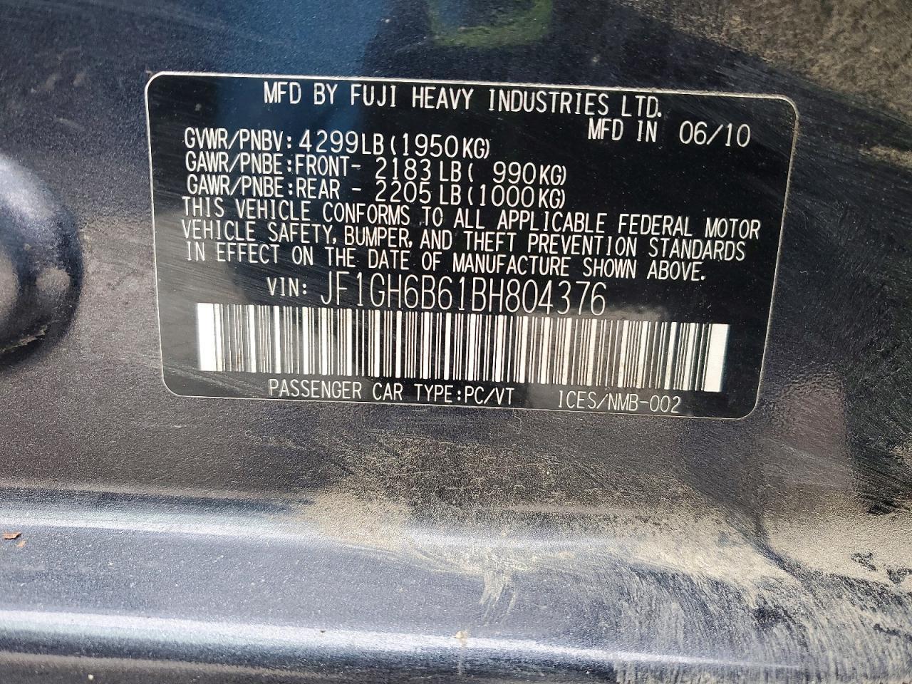 2011 SUBARU IMPREZA