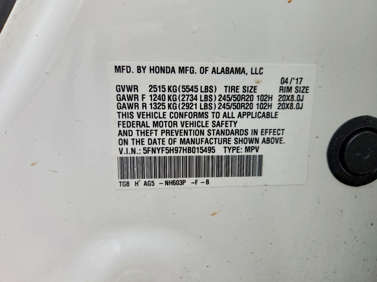 2017 HONDA PILOT
