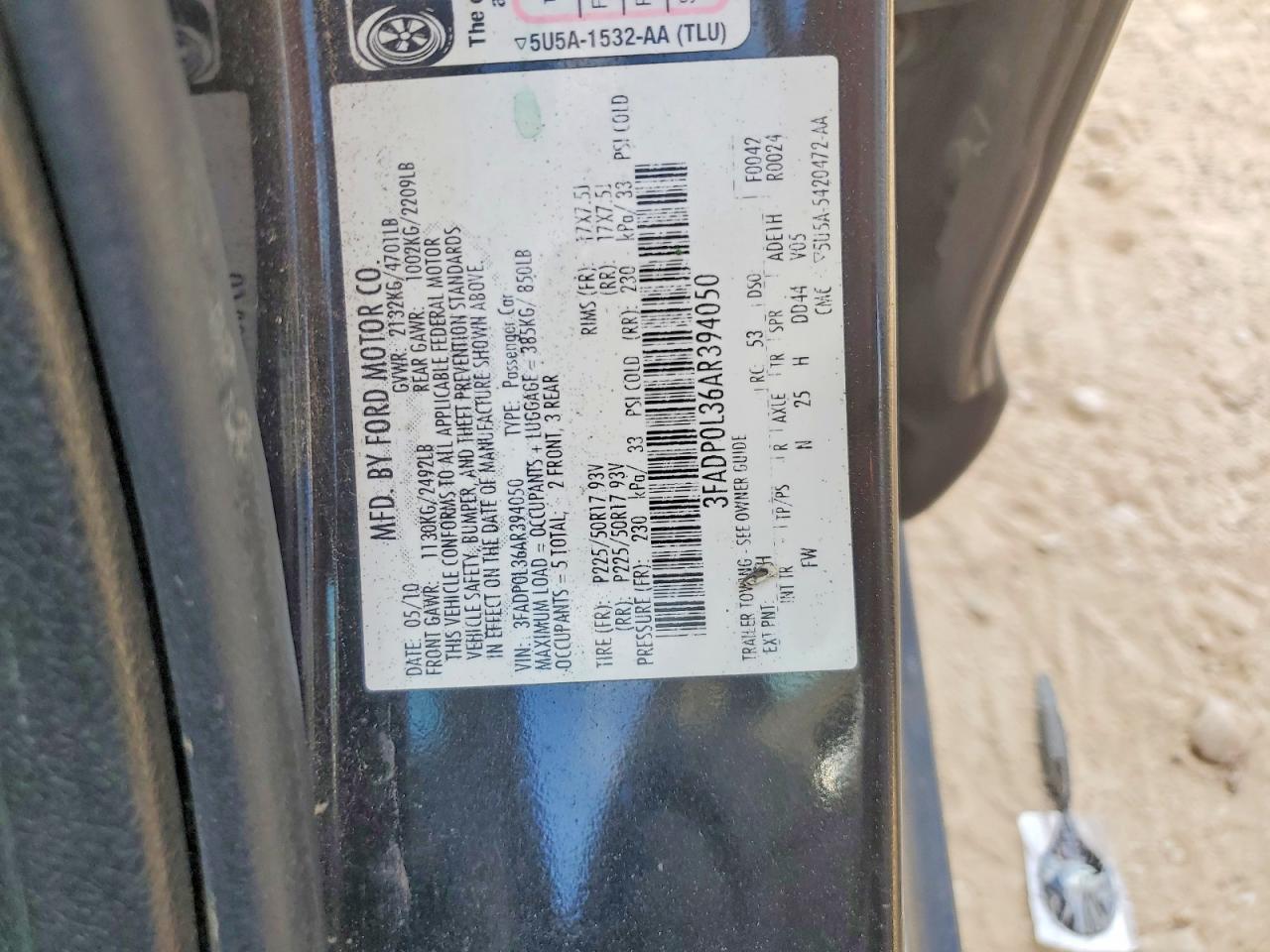 2010 FORD FUSION