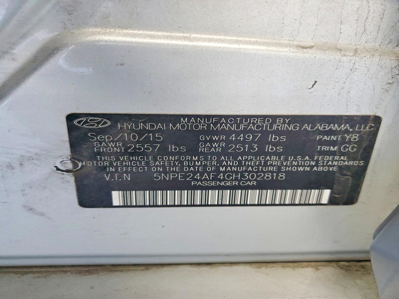 2016 HYUNDAI SONATA