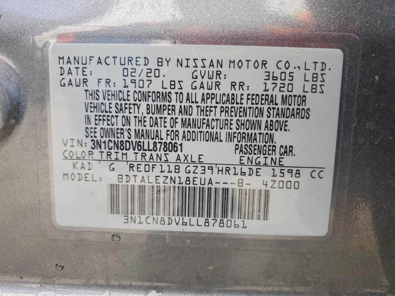 2020 NISSAN VERSA