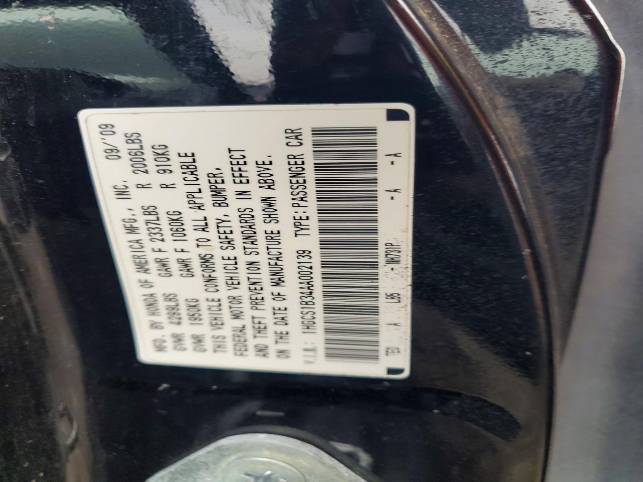 2010 HONDA ACCORD