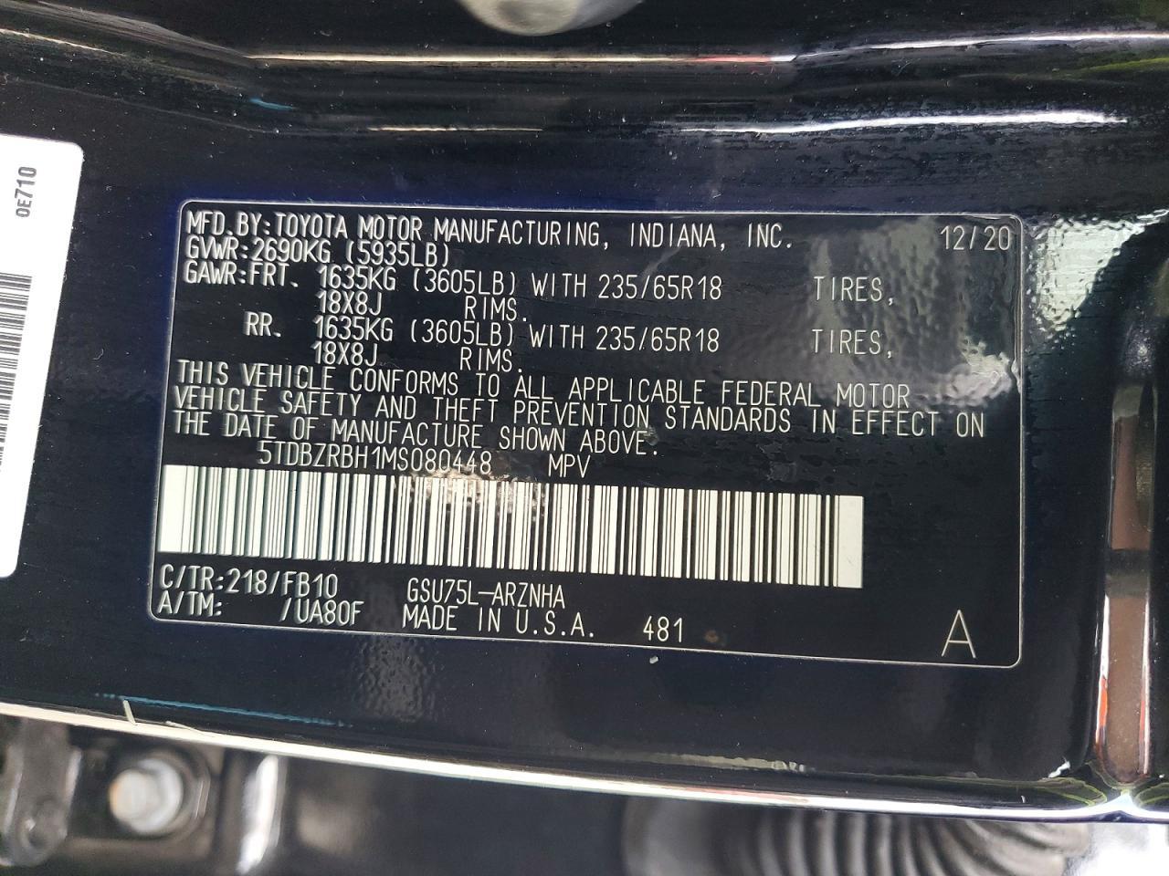 2021 TOYOTA HIGHLANDER