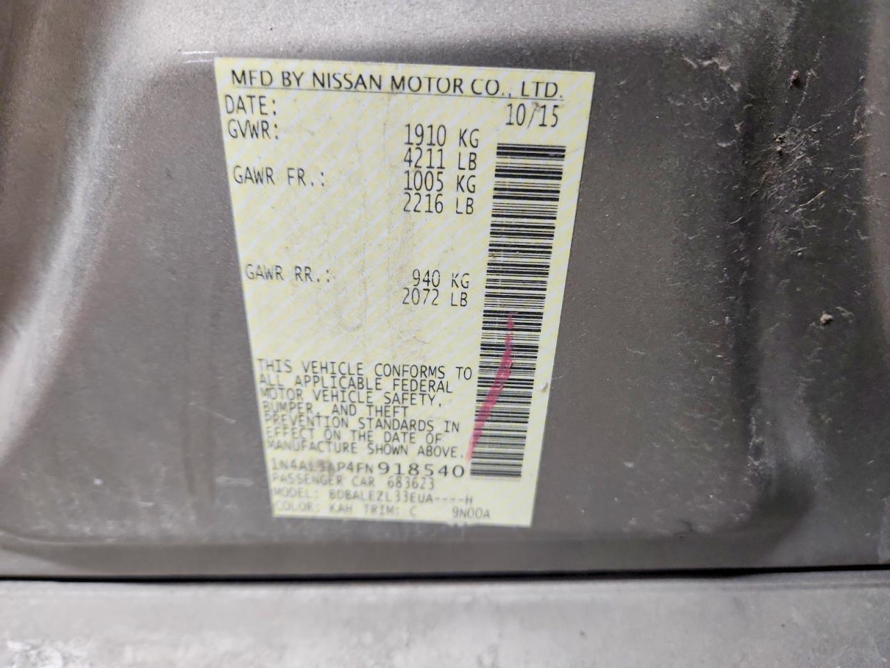 2015 NISSAN ALTIMA