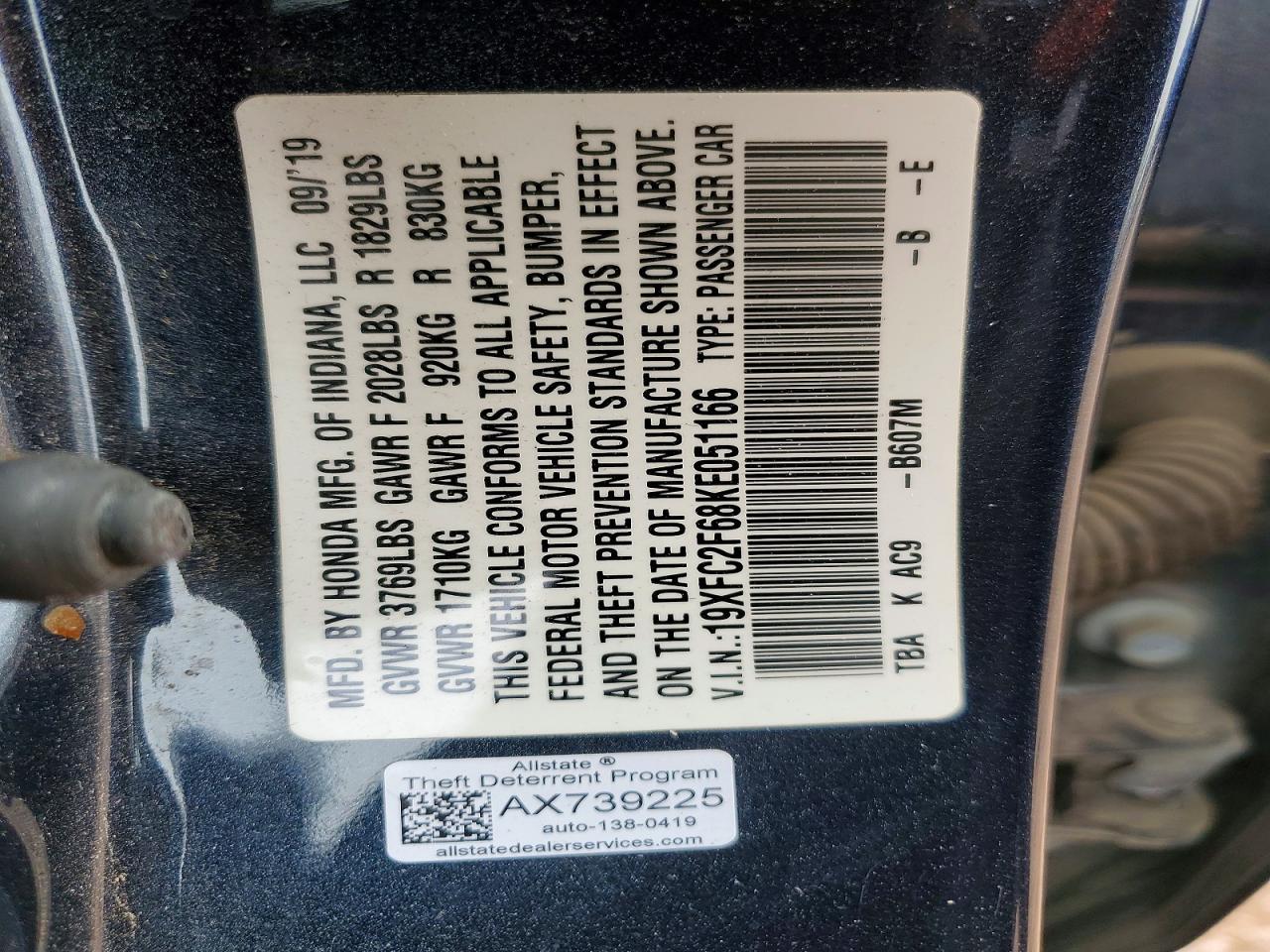 2019 HONDA CIVIC