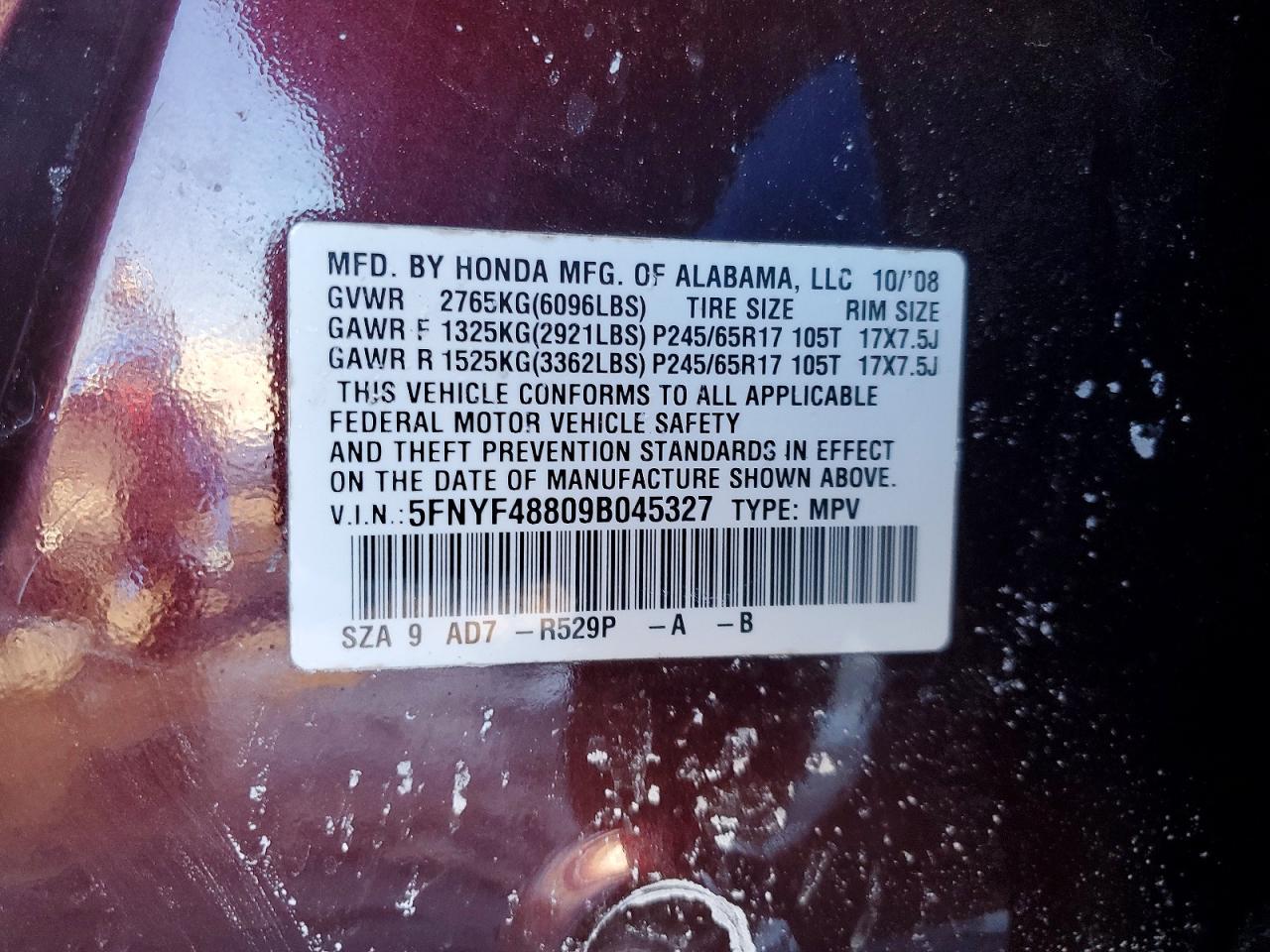 2009 HONDA PILOT