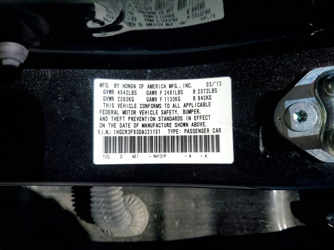 2013 HONDA ACCORD