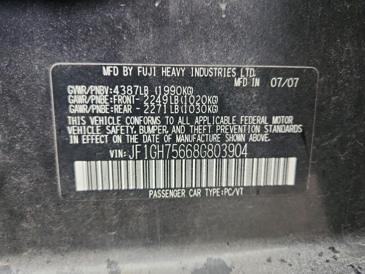 2008 SUBARU IMPREZA