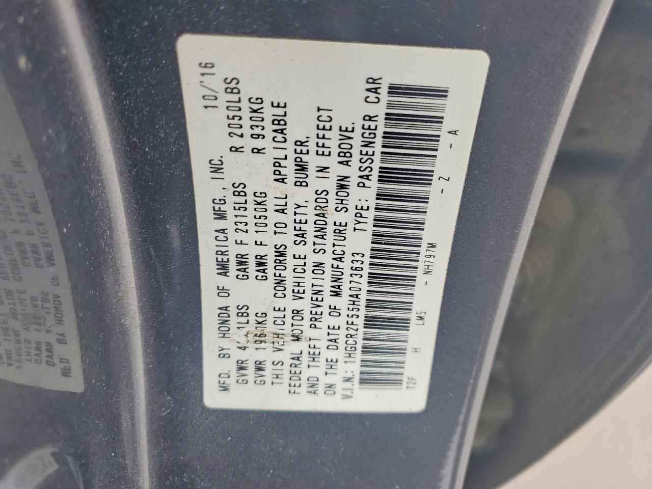 2017 HONDA ACCORD