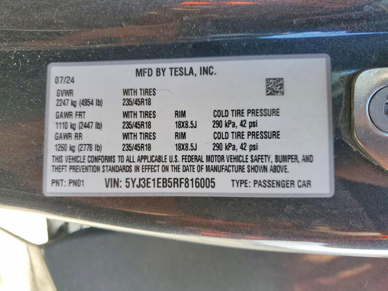 2024 TESLA MODEL 3