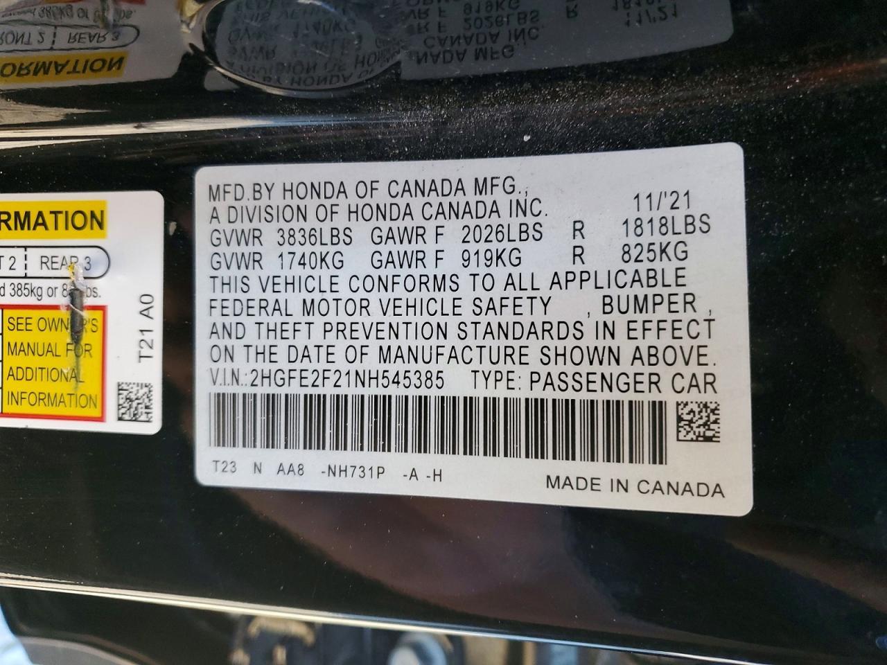 2022 HONDA CIVIC
